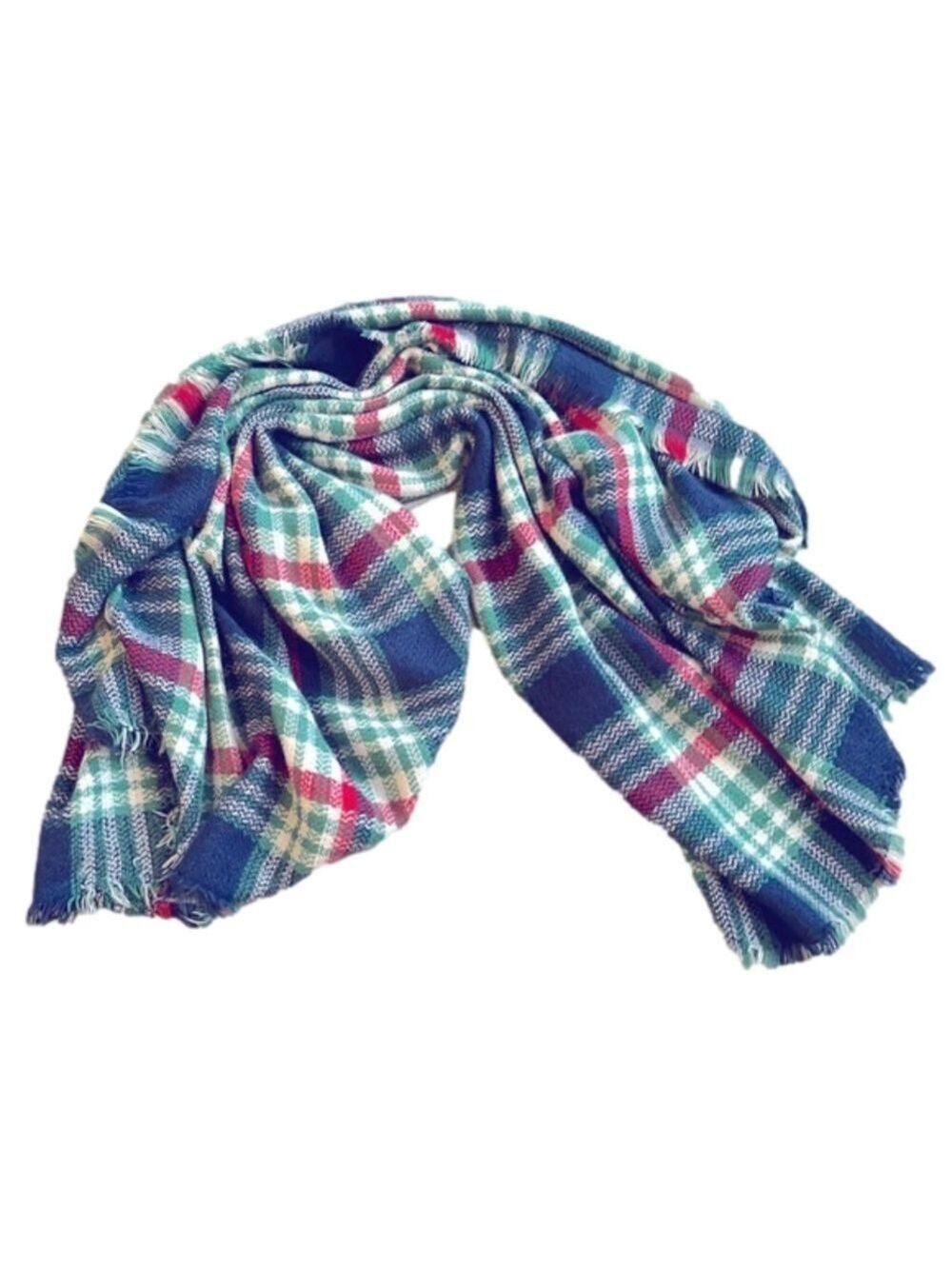 VENERA Wool Blend Plaid Scarf Wrap Blanket, 54” square